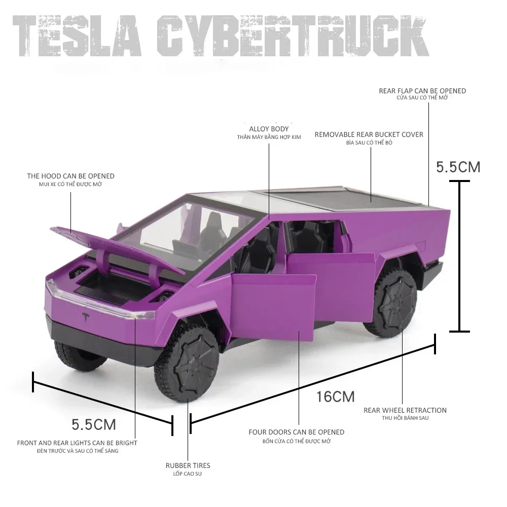 1:32 Tesla Cybertruck пикап модель автомобиля из сплава искусственный звук и фотография