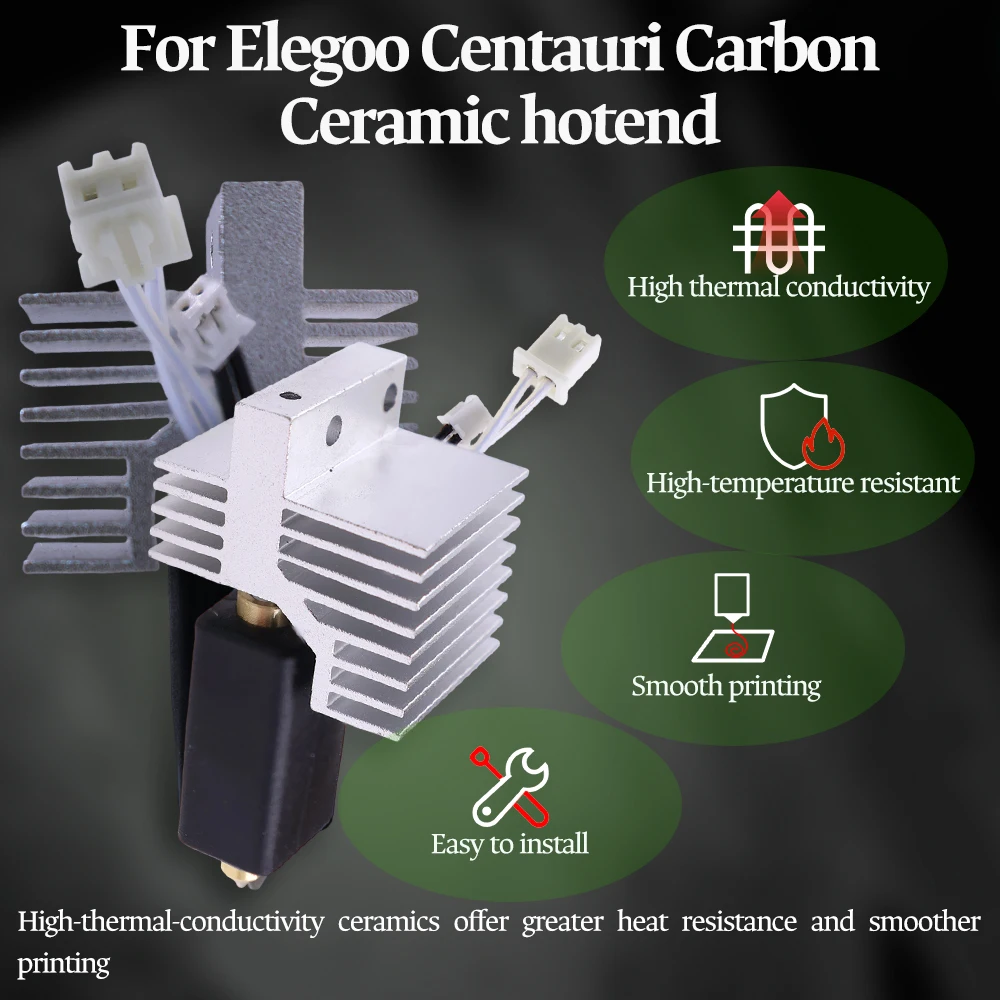 Фото Модернизированный керамический хотэнд для Elegoo Centauri Carbon 2: Комплект хотэнда, печатающая головка из закаленной стали, сопло, запчасти для 3D-принтера №4