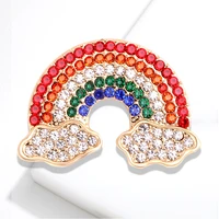 korea cute rainbow cloud brooches for women girl rhinestone brooch accessories sweater cardigan button corsage jewelry gift