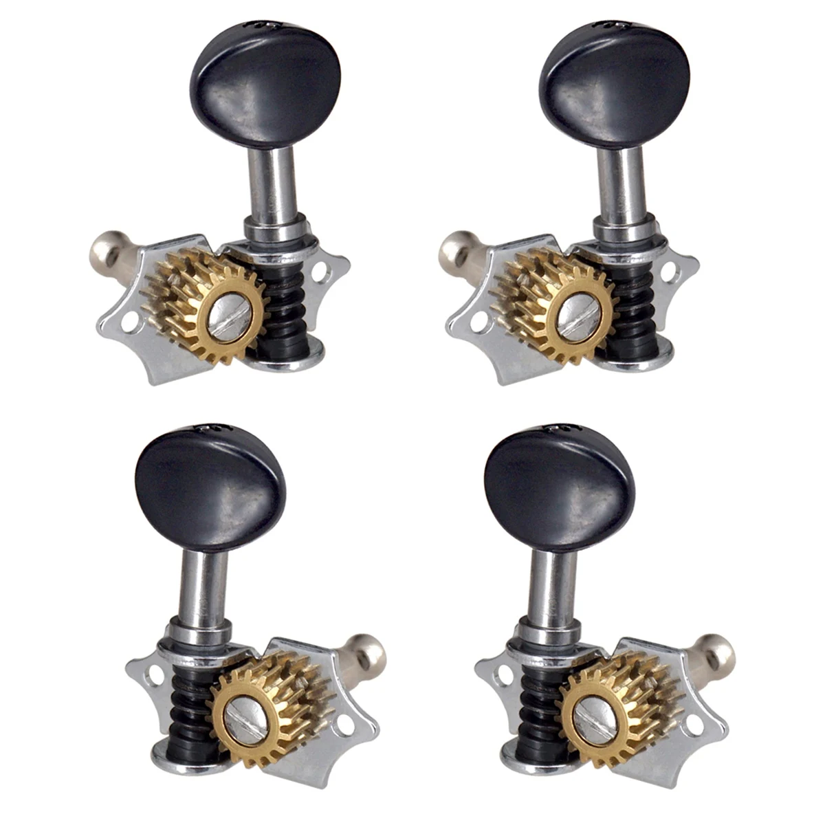 

2R2L Metal Ukulele Guitar Open Tuning Pegs Tuners Machine Head Black Knob 4-String Guitar Machine Heads Replacement