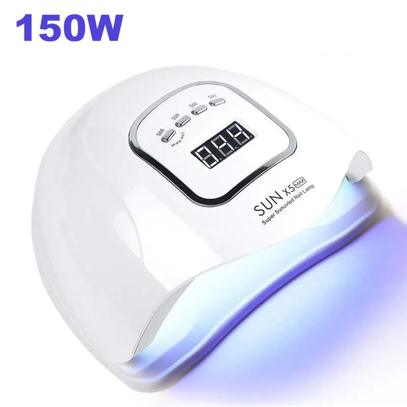 

SUN X5 MAX 150W Nail Lamp For Curing Nails Gel Polish 45 LED Beads Nail Dryer Lamp Quick Dry Gel With Smart Sensor Manicure Tool