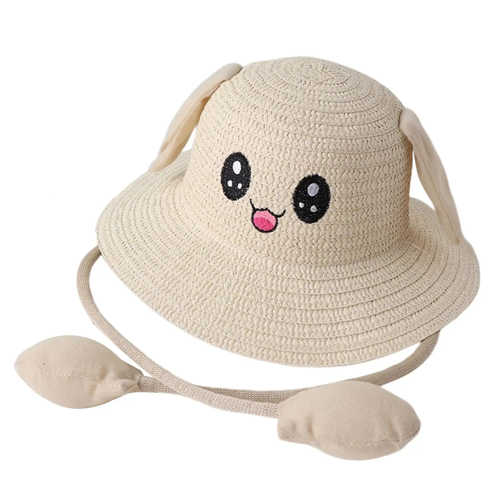

Bunny Straw Hat Caps Cotton Fashionable Photo Props Wide Brim Protection Funny Sun Hat for Summer Outdoor Trips Dress up Street