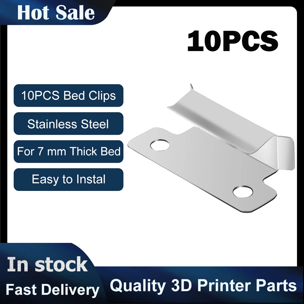 

10PCS Steel Heated Bed Clip Fix Clamp Clip 7mm For Creality Ender 3 V2 Ender 3S CR-10S 3D Printer Heated Bed Glass Bed Platform