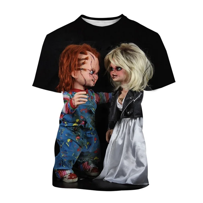 

Classic Bride Of Chucky T-Shirt For Men Short Sleeves 3D Print Horror Movie Street Casual Summer Kids T Shirt Oversized Clothing