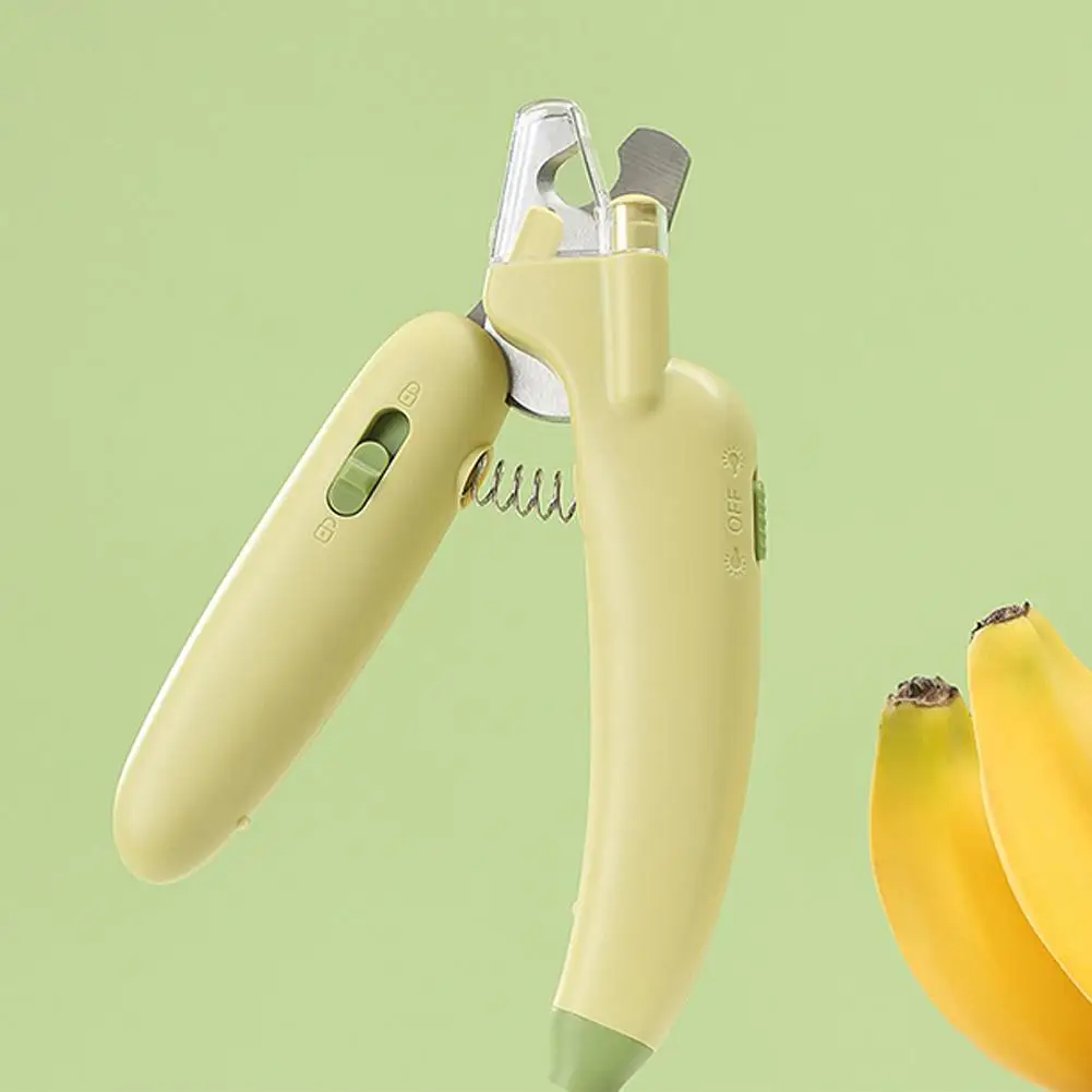 

Banana Shape Pet Nail Clipper Scissors Professional Cat Dog Nail Trimmer Pet Supplies With Led Light Puppy Grooming Nail Grinder