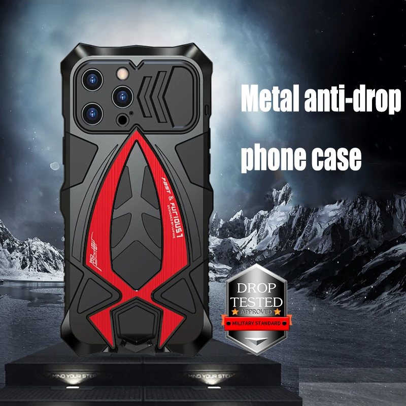 

Metal Phone Case For iPhone 14 Plus 13 Pro Max Case with Camera Screen Protector Silicone 360° Shockproof Protective Cover