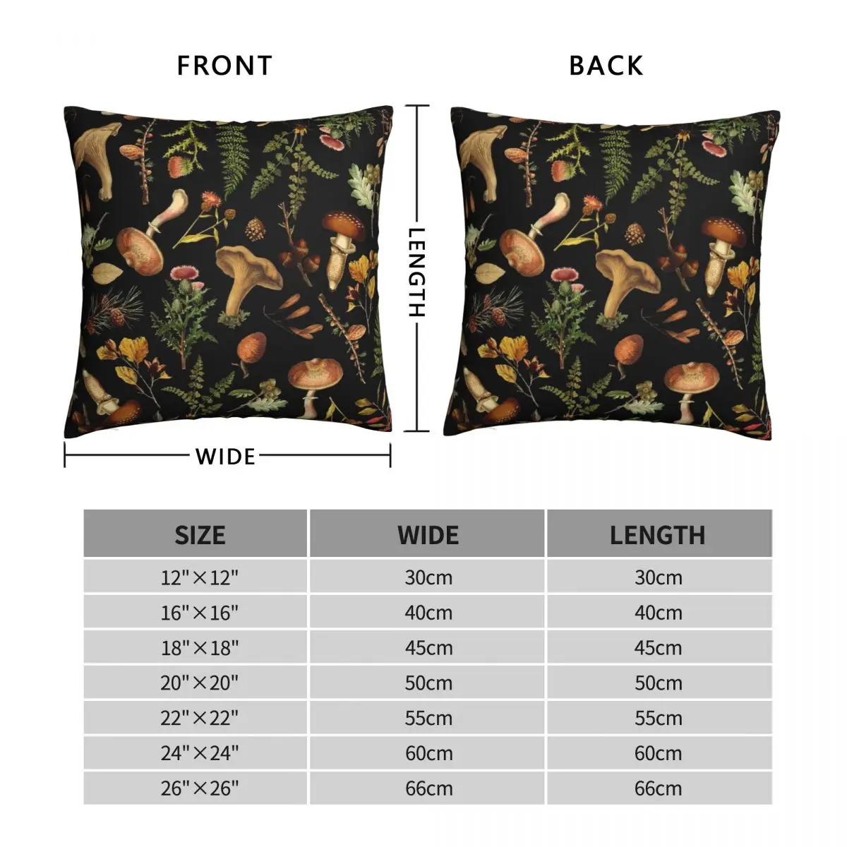 Винтажный чехол для подушки в виде грибов леса сада полиэстеровый льняной