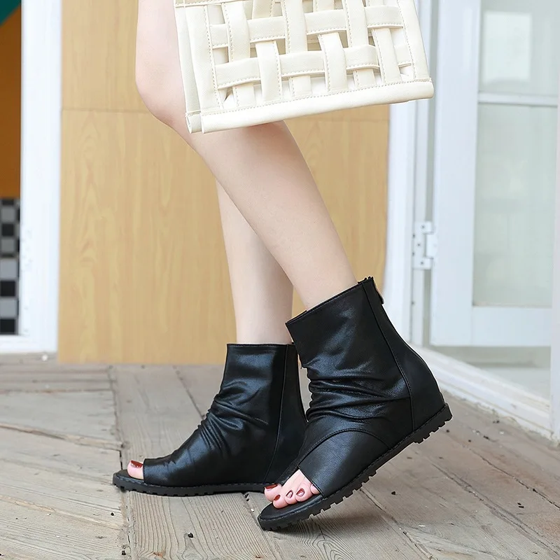 

2022 New Inner Height Clip Toe Roman Sandals Women's Slope Heel High Top Women's Shoes Sandals