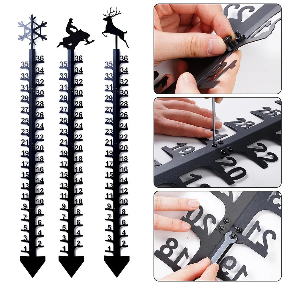 

Iron Art Snow Gauge 36 Inch Deer Snow Gauge Christmas Elk Snow Meter Ruler Snow Depth Measuring Stake Weatherproof Metal Yard