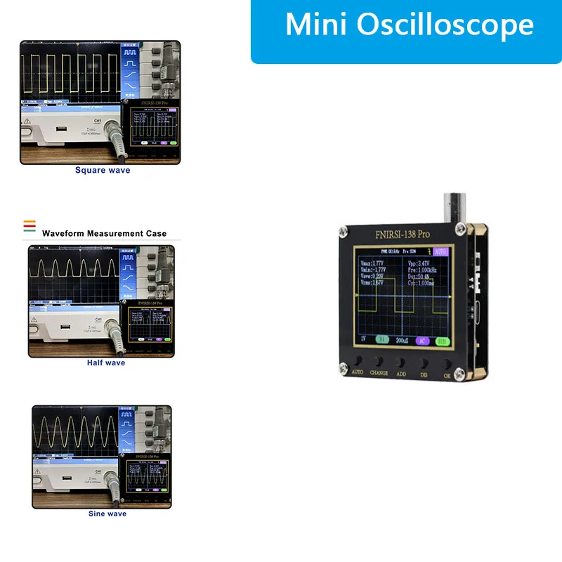 

FNIRSI-138PRO Portable Digital Oscilloscope 2.5MS / s Sampling Rate Analog Bandwidth 200KHz Handheld Small Oscilloscope