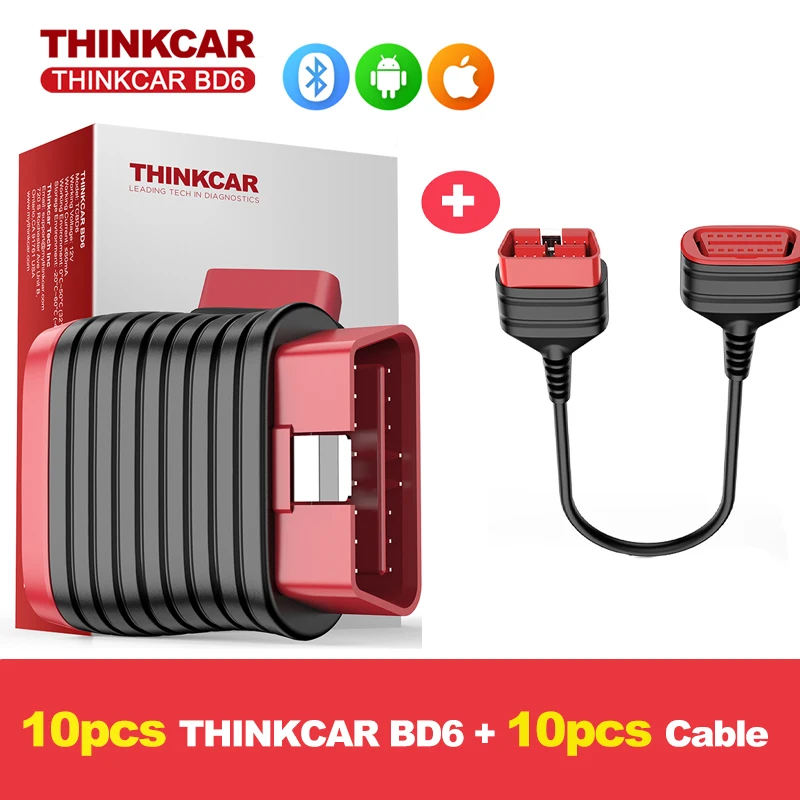 

THINKCAR BD6 OBD2 Сканер Bluetooth, инструмент для диагностики всей системы для iOS и Android 5. Службы сброса на всю жизнь бесплатно для всех автомобилей