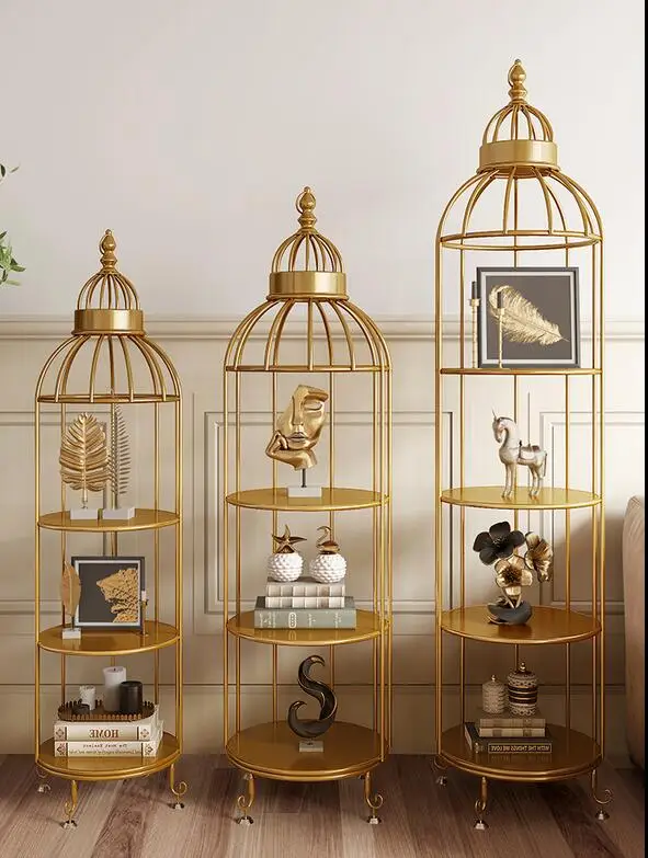 

Racks Simple and Creative Bird Cage Shelf Living Room Multi-layer Floor Flower Rack Indoor Flower Rack Book Storage Rack
