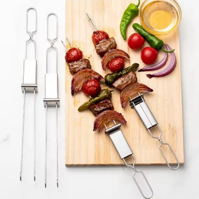 LUDA шампуры для барбекю с двойной иглой из нержавеющей стали самонатискающейся