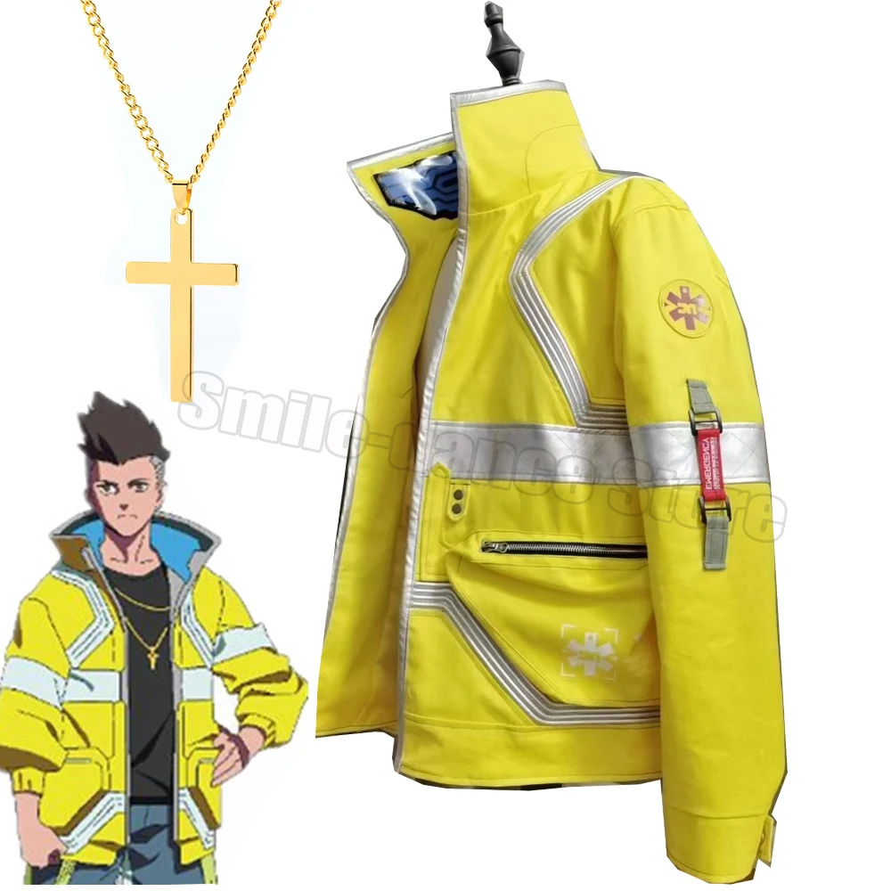 

Желтое светящееся ожерелье из аниме пальто Давид Мартинез костюмы для косплея киберпанк эдгероннеры на Хэллоуин искусство для мужчин и жен...