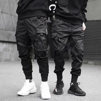 ribbons harem joggers men cargo pants streetwear 2022 hip hop casual pockets track pants male harajuku fashion trousers
