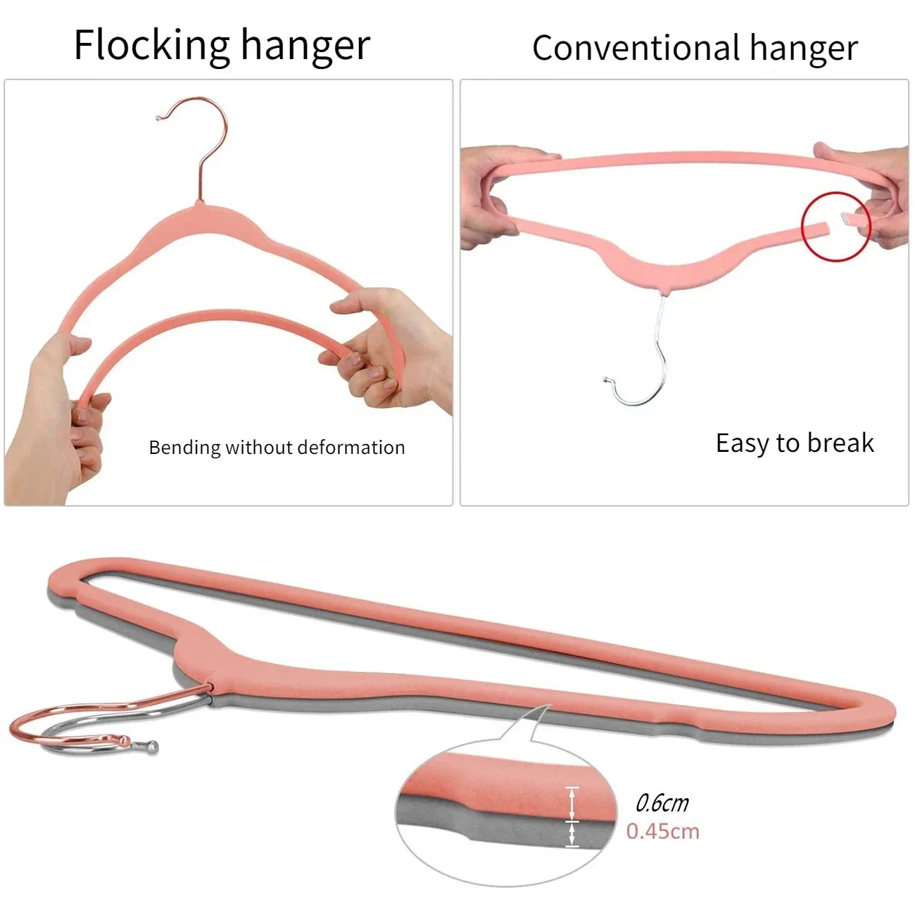 

Rose Velvet Adult Plastic Bedroom 17 Rack Gold Hanger, Clothes Flocked Storage Rack. Hook Drying In Clothes Non-slip Hanger,