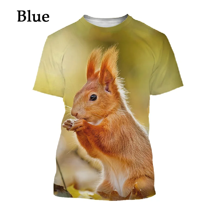 

2022 Summer New 3D Printing Cute Squirrel T-shirt Women Men Short Sleeves Plus Size XS-5XL