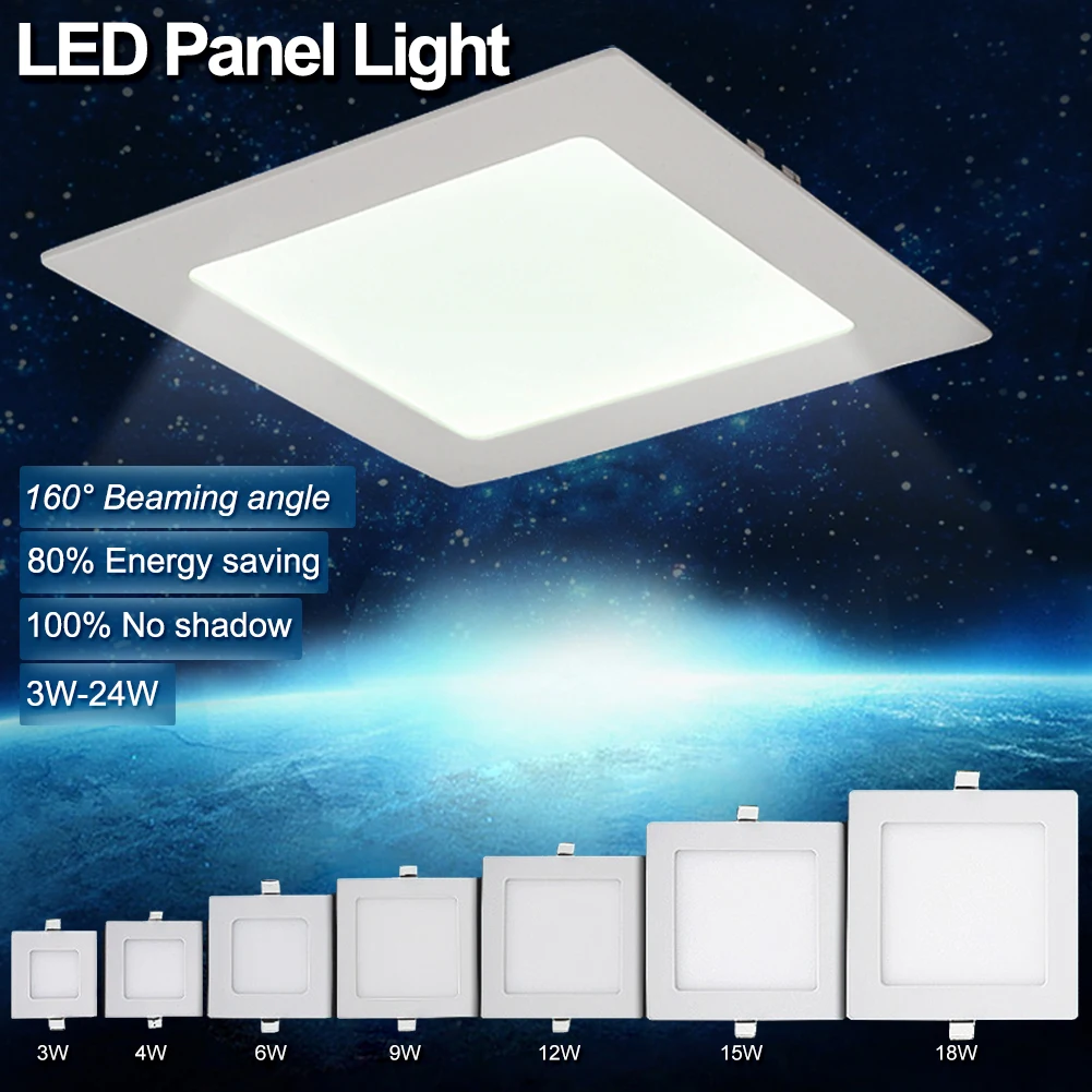 

Ultra-thin Square LED Panel Lights Home Office Bulb Recessed Fixture Lamps Ceiling Panel Light Flat Downlight With Driver