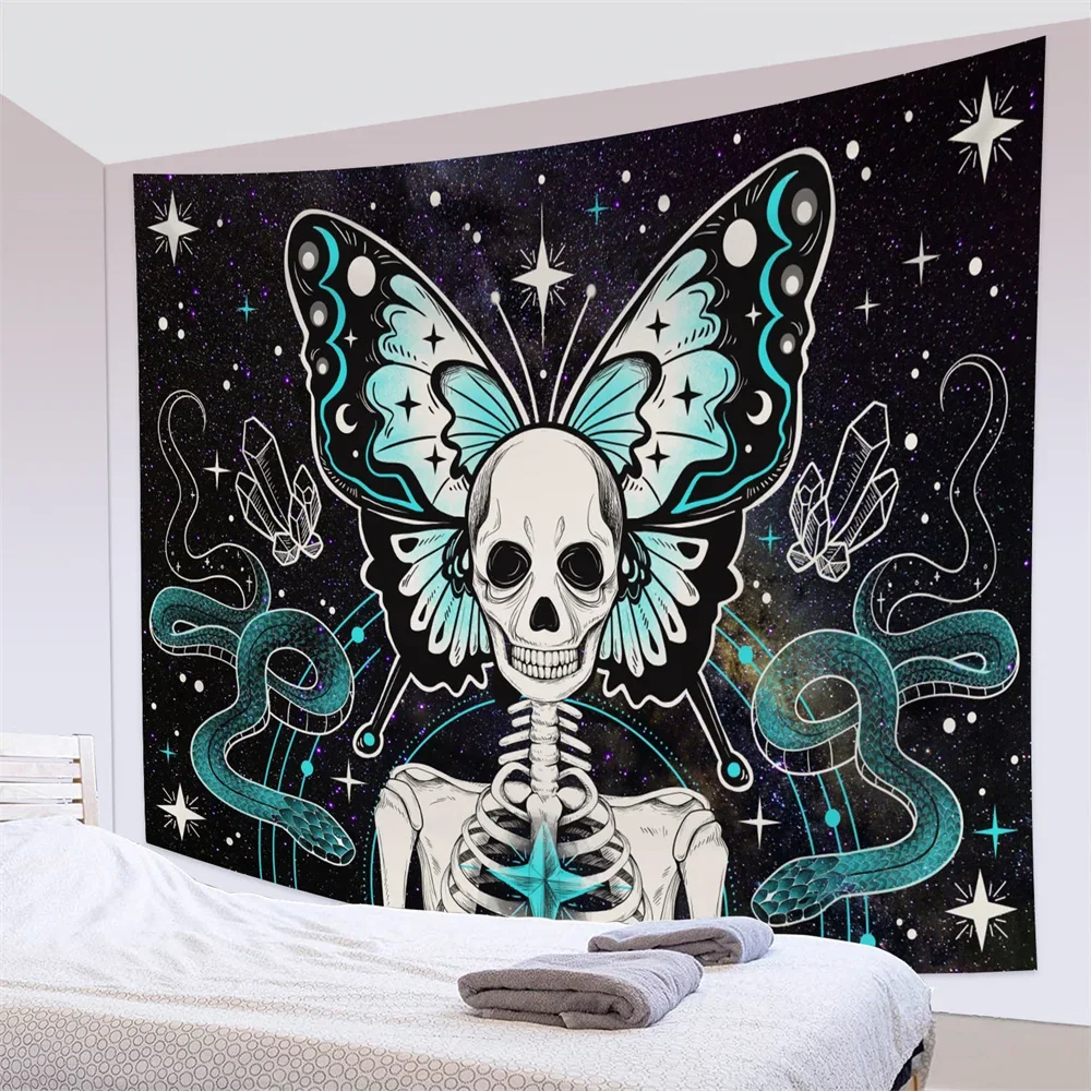 Психоделическая бабочка Череп Змея гобелен на стену Мандала Богемный Хиппи
