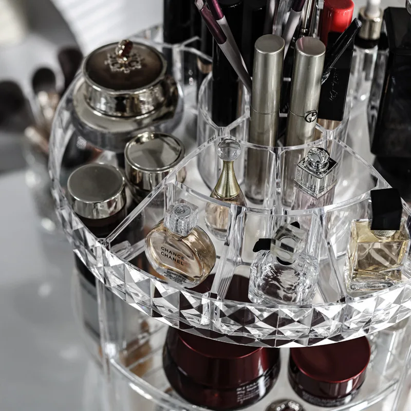 Вращающийся органайзер для макияжа Регулируемая прочная вращающаяся полка