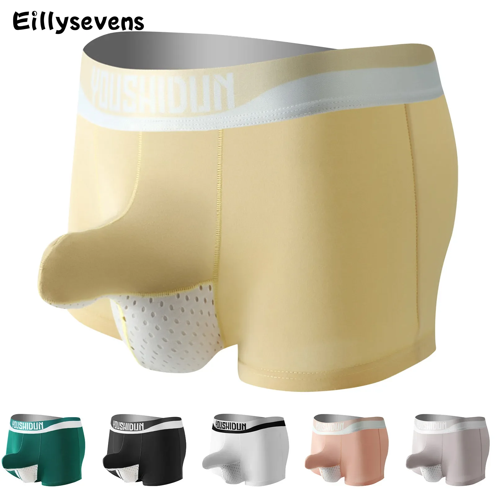 męska seksowne majtki długa sakiewka na penisa bielizna bokserki z nosem słonia lodowy jedwab oddychające kalesony odprowadzające wilgoć