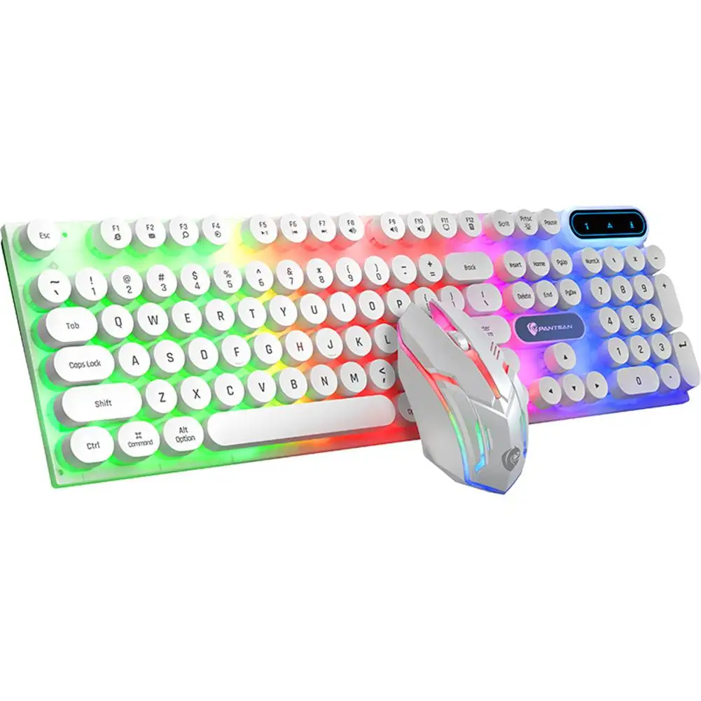 Gaming Keyboard Mouse Set Colorful Backlight Ergonomic Mechanical Feel 104 Keys Wired Keyboards + Mouse Set for PC Compute Gamer