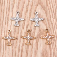 10pcs cute crystal airplane charms for jewelry making women cute drop earrings pendants necklaces diy bracelets crafts supplies