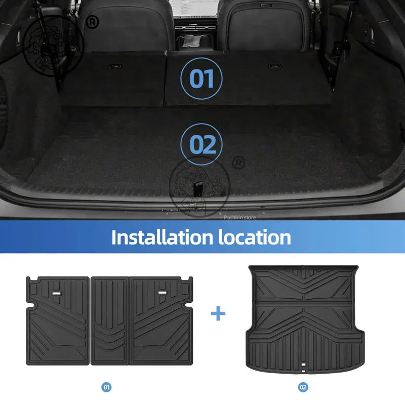 Фото Для Xpeng P7+ 2026 2027: 3D-коврики TPE для леворульных авто, включая коврик в багажник, водонепроницаемые, всепогодные, аксессуары для интерьера автомобиля №4