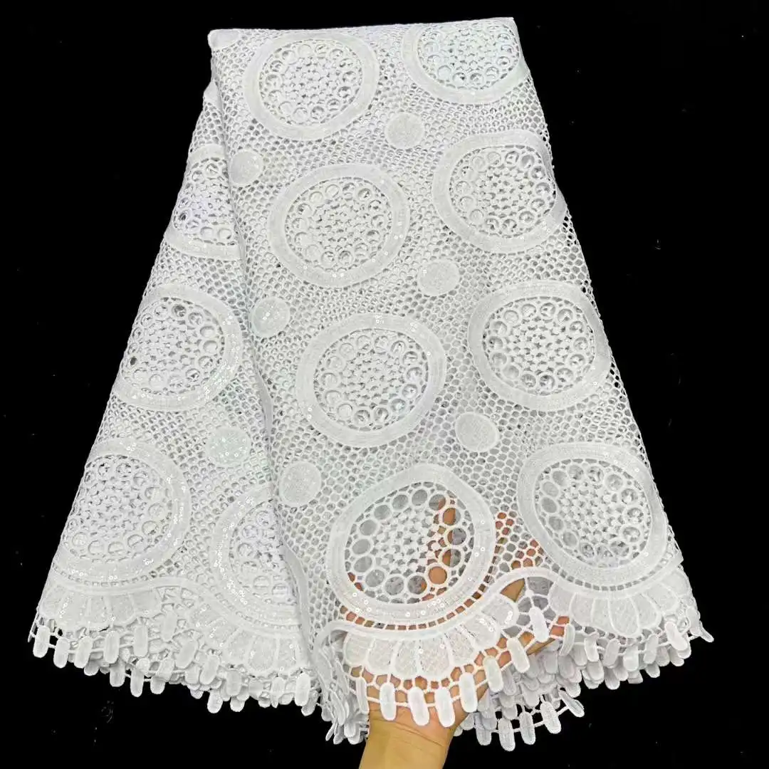 

Высококачественный водорастворимый Африканский шнур, кружевная ткань с небольшими отверстиями, нигерийский гипюр, шнур для свадебной вече...