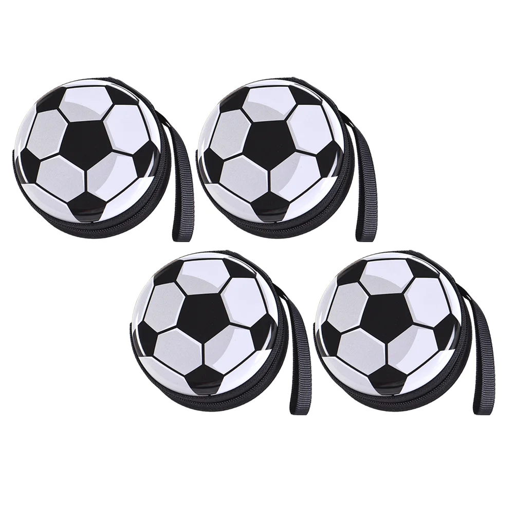 

4 Pcs Mini Purse Football Storage Box Change Container Small Modeling Coin Creative Bag Rounded Tinplate Child