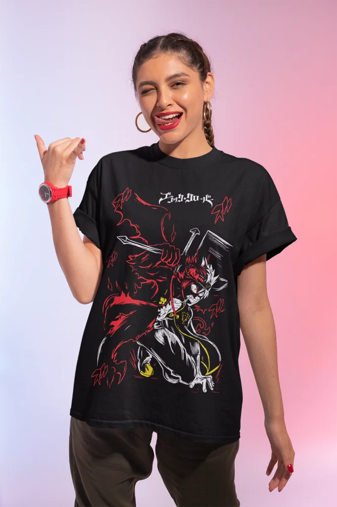 Футболка с изображением чёрного клевера из аниме Манга