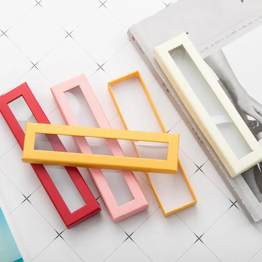 

Exquisite Pencil Case Lining Design Paper Visible Transparent Window Pen Gifts Case for Daily