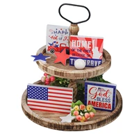 patriotic tiered tray wooden decor set independence day wood signs patriotic mini wood signs wooden 4th of july tiered tray