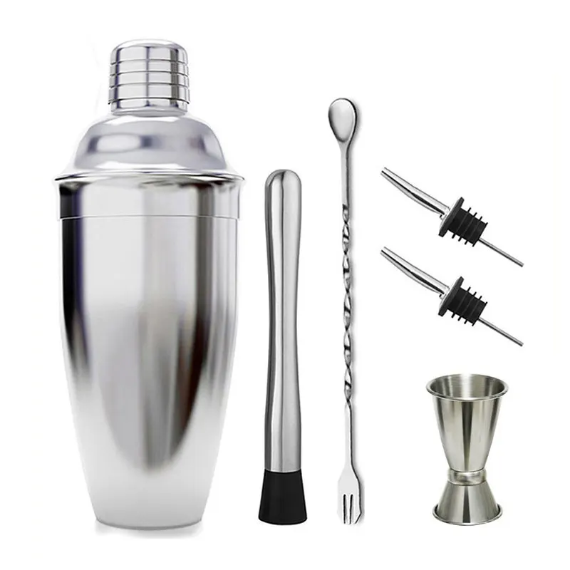 6Pcs/set 24 oz Stainless Steel Cocktail Shaker Mixer Wine Martini Boston Shaker For Bartender Drink Party Bar Tools