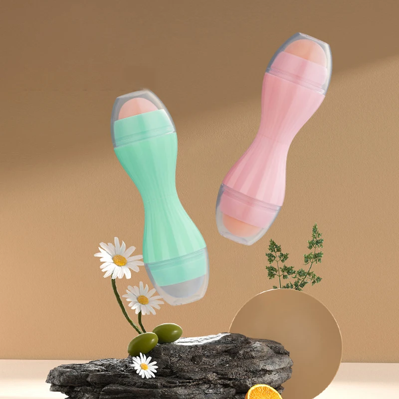 

Double Beads Facial Oil Absorbent Roller Natural Volcanic Stone Roller T-zone Oil Control Remove Reusable Face Skin Care Tool