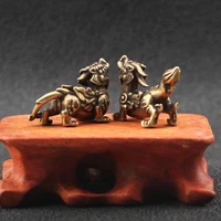 antique copper chinese mythical beast pixiu miniature figurines 1 pair ornaments brass lucky animal qi lin desktop decorations