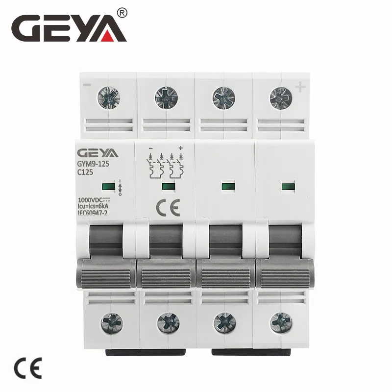

GEYA DC MCB 4P 1000V 80A 100A 125A Mini Circuit Breaker DC MCB for Solar PV system Din Rail Breaker 6KA