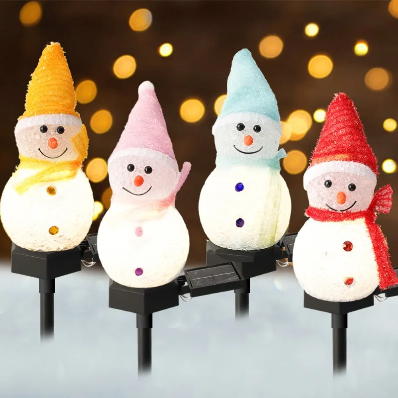 

Рождественская Светодиодная лампа на солнечной батарее, Водонепроницаемый ночник в виде снеговика, праздничное Рождественское украшение для заднего двора, сада, газона