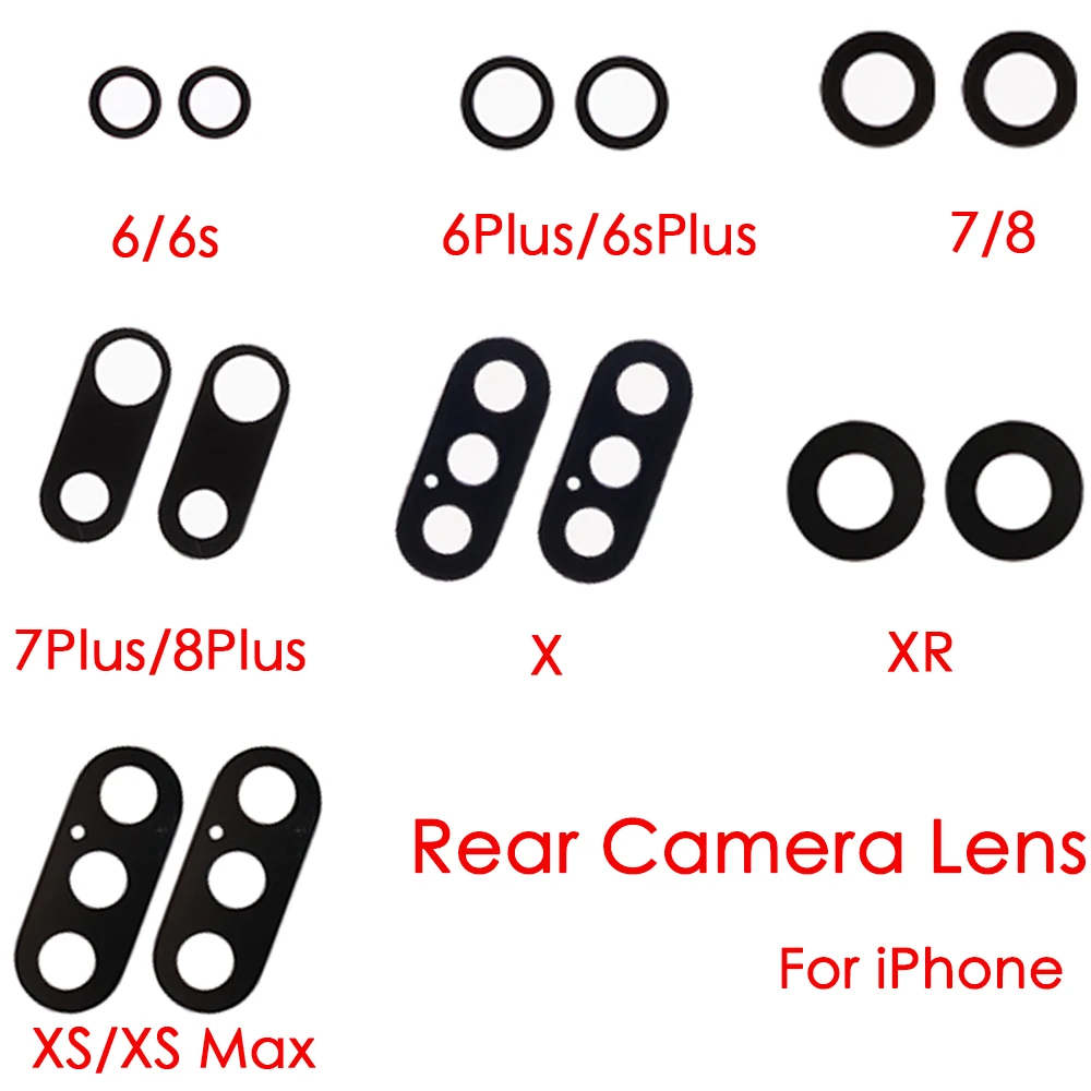

2PCS/SET Rear Camera Glass Lens Cover Replacement for IPhone 6 6s 6Plus 6sPlus 7 7Plus 8 8 Plus X XR XS XS Max