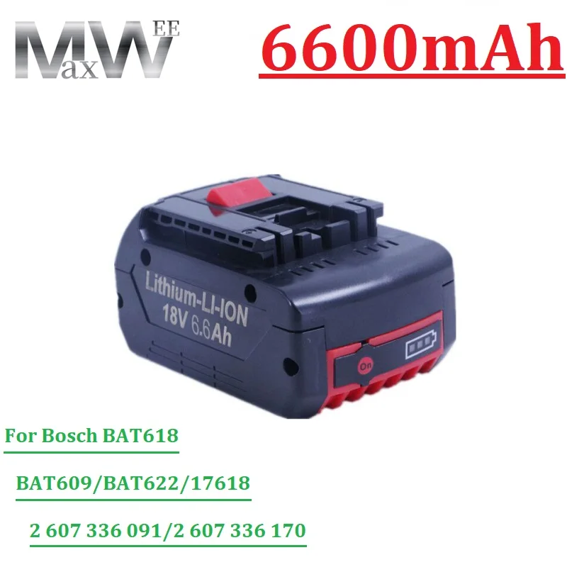 

New Battery lithium-ion 18V 6600mAh Rechargeable pour perceuse électrique For Bosch BAT609 BAT609G BAT618 BAT618G BAT614 17618