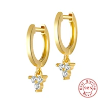 s925 sterling silver three diamond earrings hot selling diamond studded earrings for girls valentines day