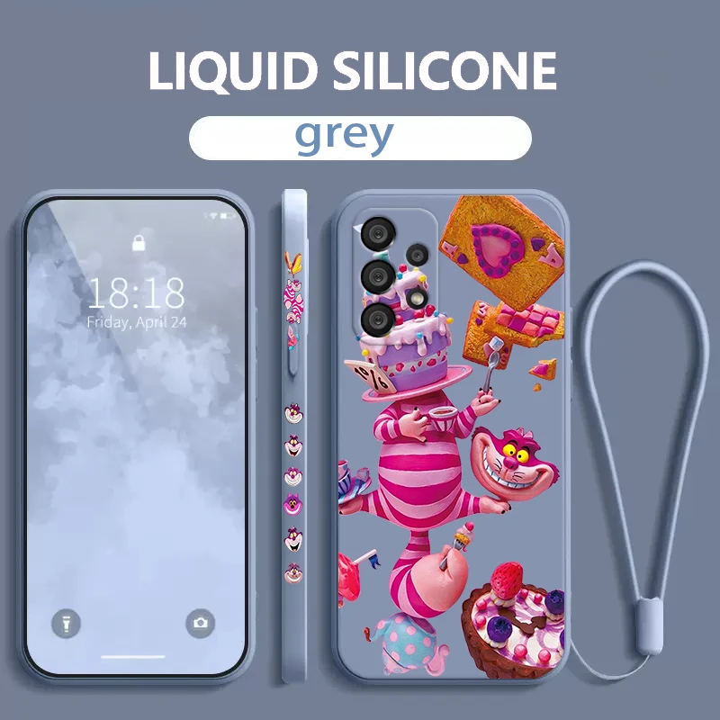 

Disney Alice Cheshire Cat Samsung Phone Case For A73 A53 A33 A52 A32 A71 A51 A21S A03S A50 A30 5G Liquid Left Rope Cover