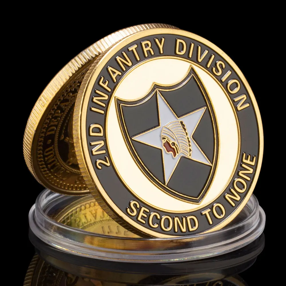 

United States 2nd Infantry Division Department of The Army Souvenir Gold Plated Challenge Coin Second To None Commemorative Coin