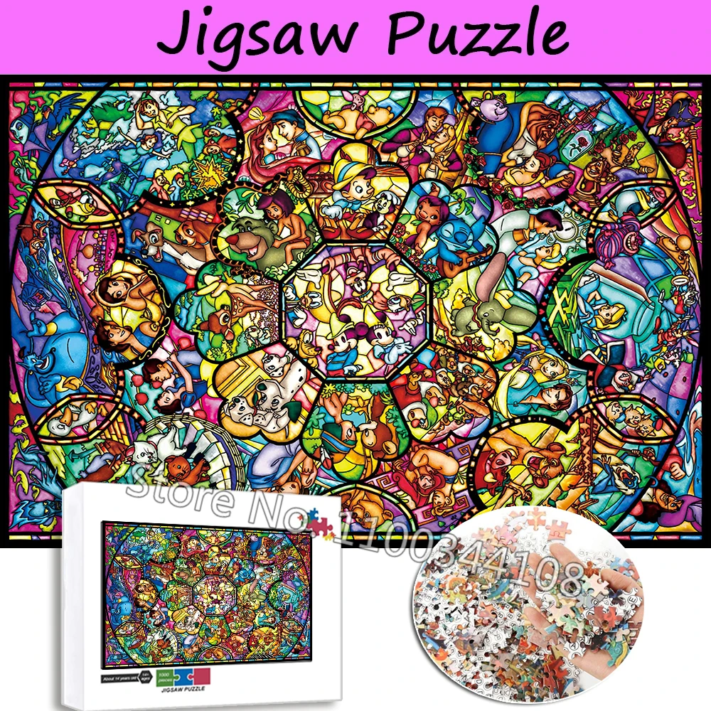 

1000 Pieces Disney Animation Puzzles for Kids Educational Game Mickey Mouse Lion King Lilo Stitch Jigsaw Puzzle Assembling Toys