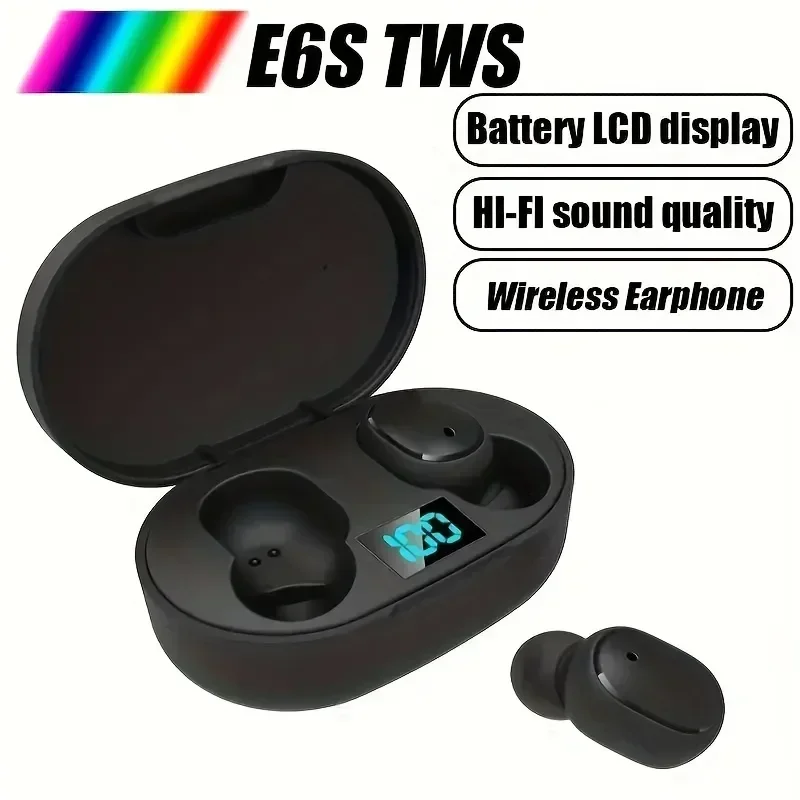Фото TWS E6S Bluetooth наушники Беспроводная Bluetooth-гарнитура с шумоподавлением гарнитуры с микрофоном наушники для Xiaomi Redmi №1