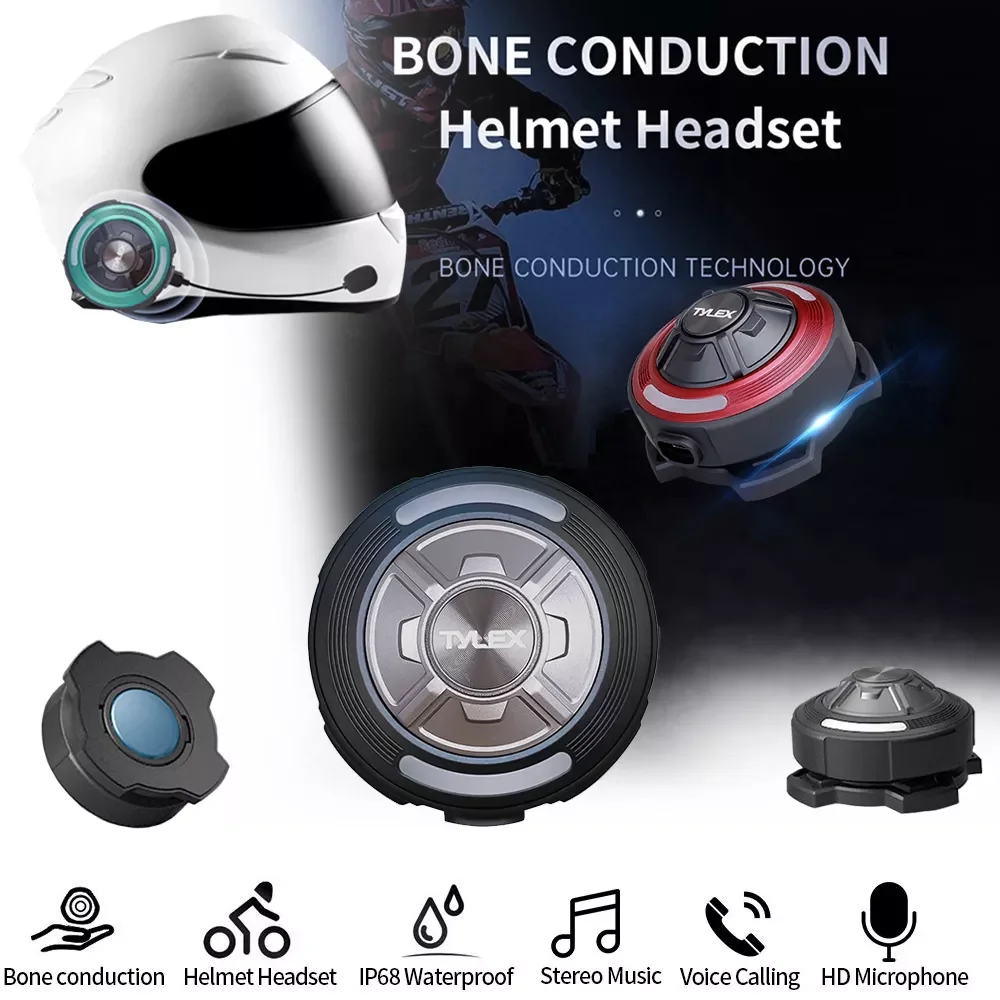 Enlarge KEBIDUMEI Motorcycle Bone Conduction Bluetooth Helmet Headset Waterproof Wireless Headphone Handsfree Stereo Music Player