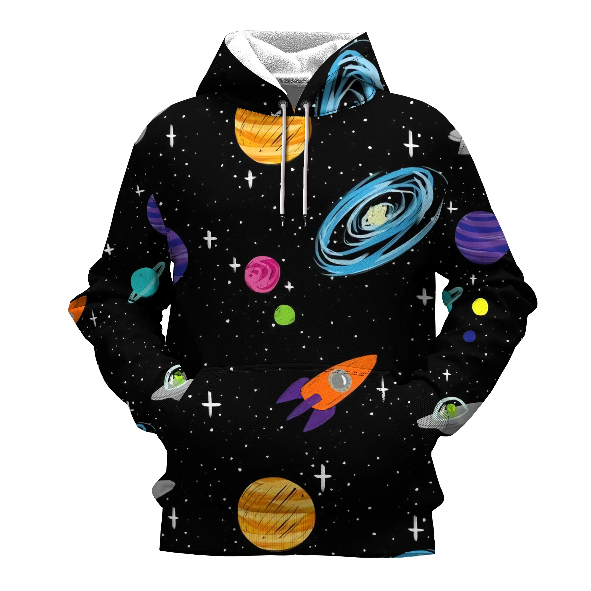 

3D Print Universe Pullover Popular Starry Sky Patterns Sweatshirt Hooded Oversized Outwear With Big Pockets Men's Hoodies
