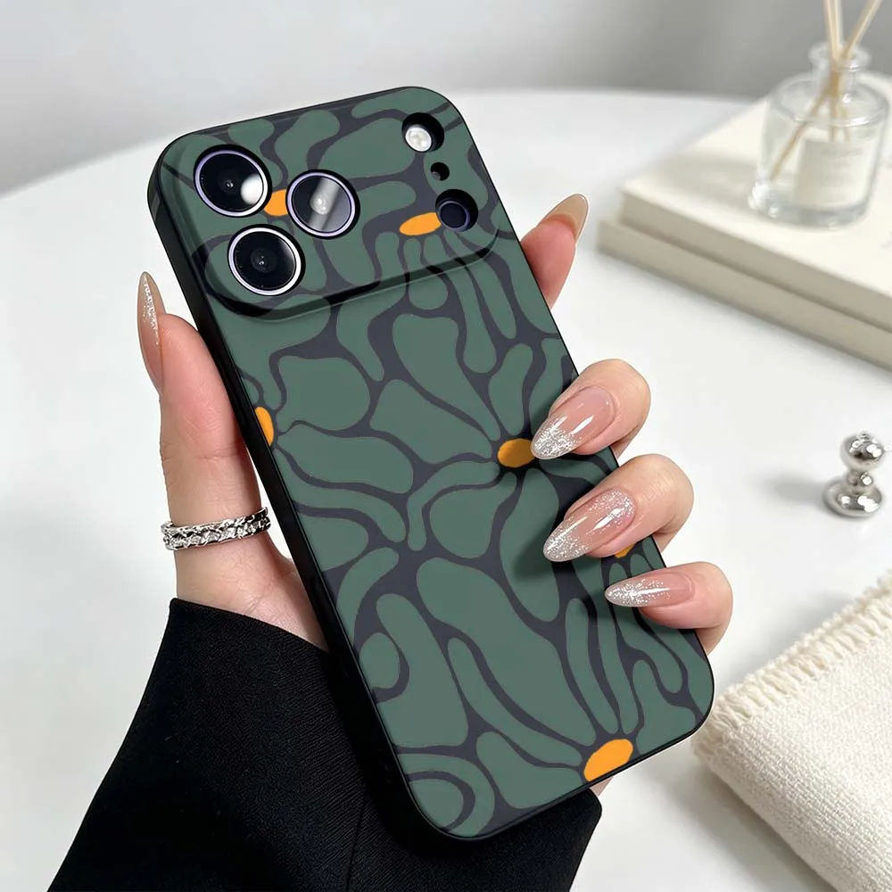 Фото Чехол для Apple iPhone 17 Air 16 15 14 13 12 Pro Max Mini Plus с абстрактным цветочным узором, мягкий силиконовый жидкий чехол для телефона №1
