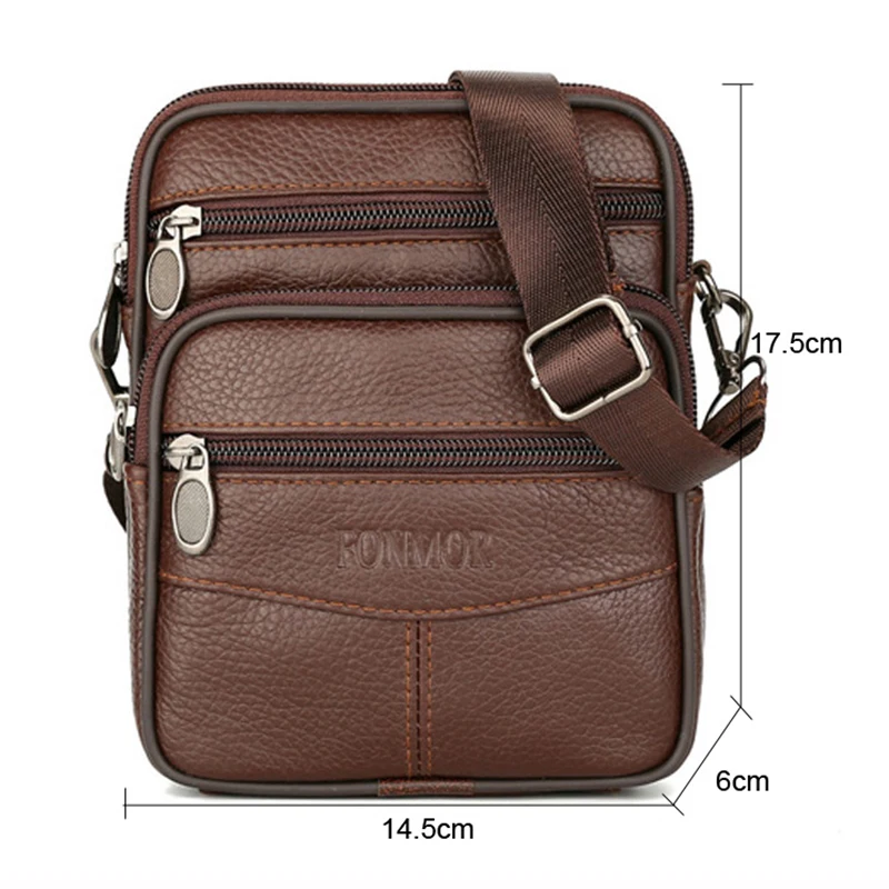 New Brand Retro Genuine Leather Men Shoulder Bags Belt Pack Brown High Capacity Crossbady Bag Vintage Messenger Man Belt Bag images - 6