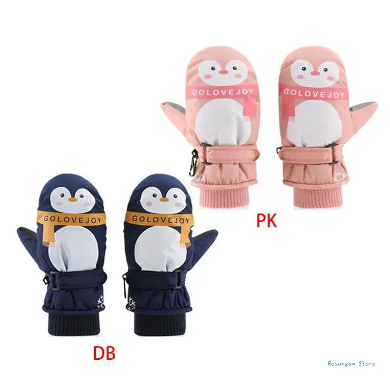 

Kids Boy Girl Cartoon Penguin Waterproof Gloves Double Layer Ribbed Cuff Adjusta Drop Shipping